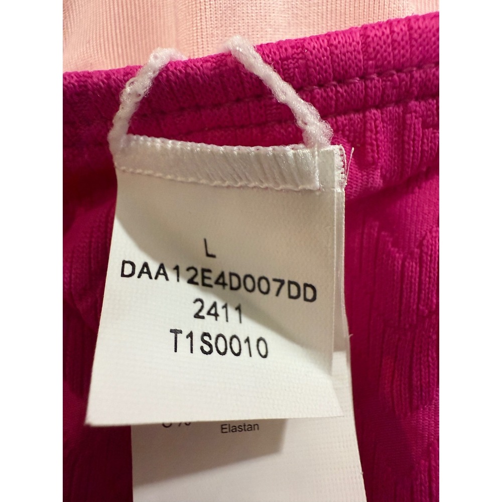 CupShe Pink Swimsuit Criss Cross Lace Up Back Sweetheart Neck Textured L - Picture 7 of 13
